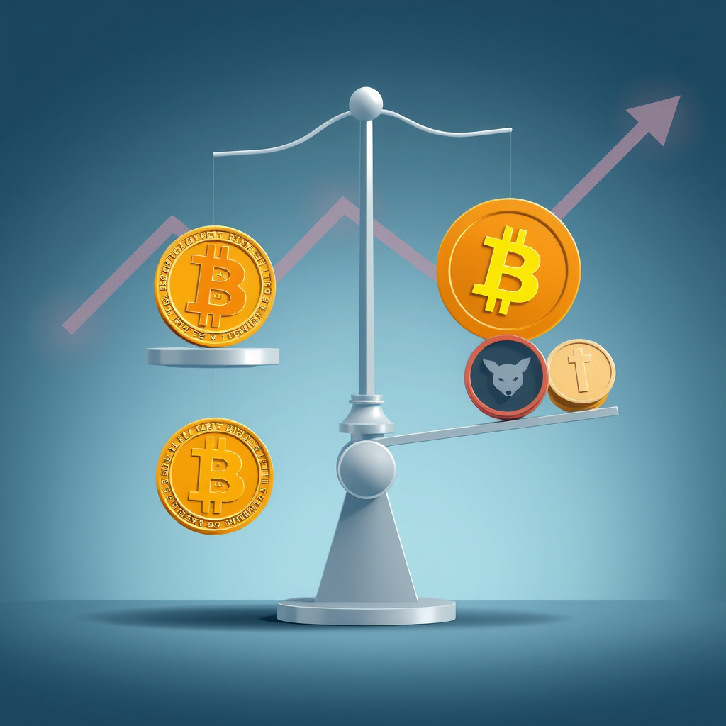A conceptual image illustrating market dynamics, with Bitcoin and various altcoins on a balance s... (generated by AI)