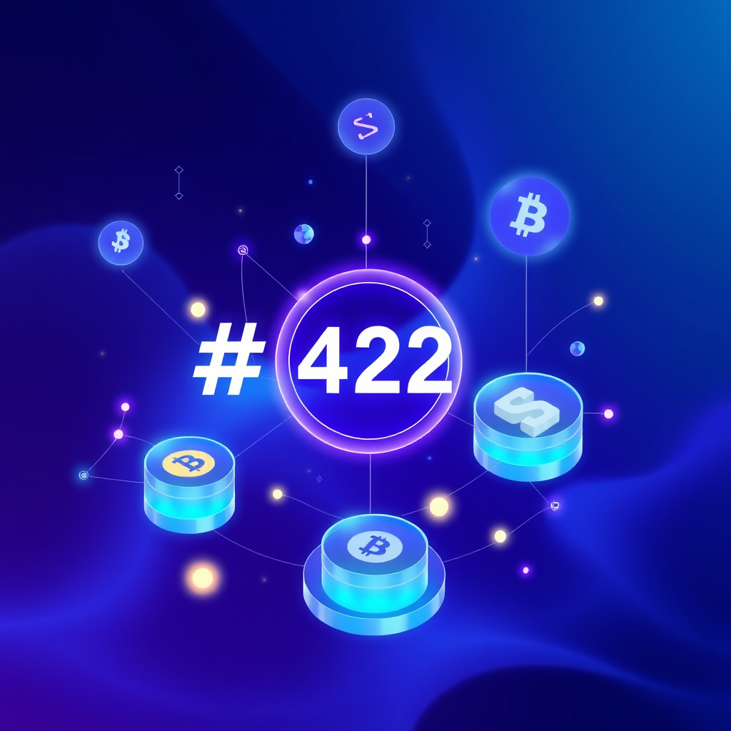 Digital cryptocurrency ecosystem visualization, blue and purple gradients, modern abstract art, g... (generated by AI)