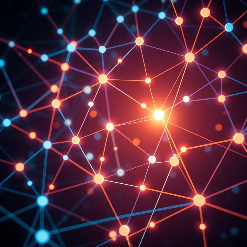 Digital network visualization showing exchange connections, cyberpunk aesthetic, glowing nodes an... (generated by AI)