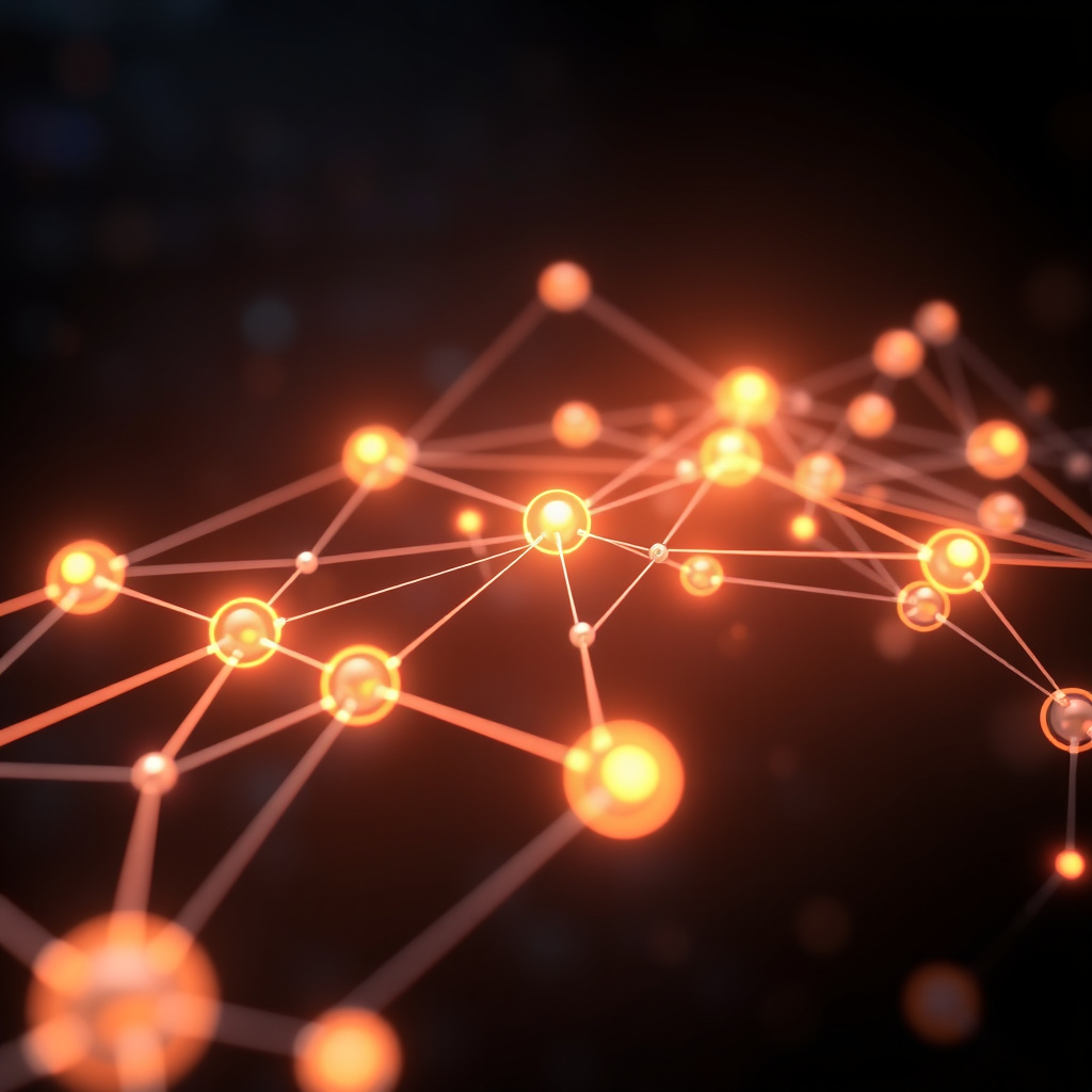 Digital network visualization showing token connections, holographic effects, glowing nodes and l... (generated by AI)