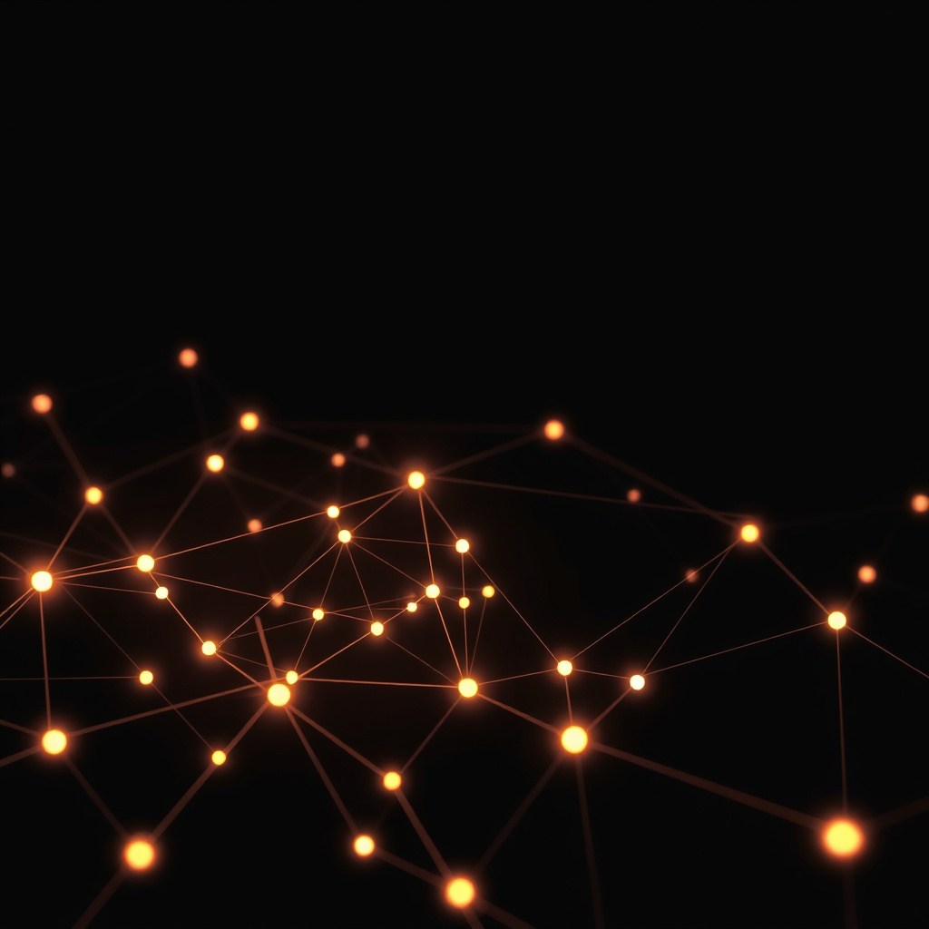 Digital network visualization showing mining connections, minimalist design, glowing nodes and li... (generated by AI)