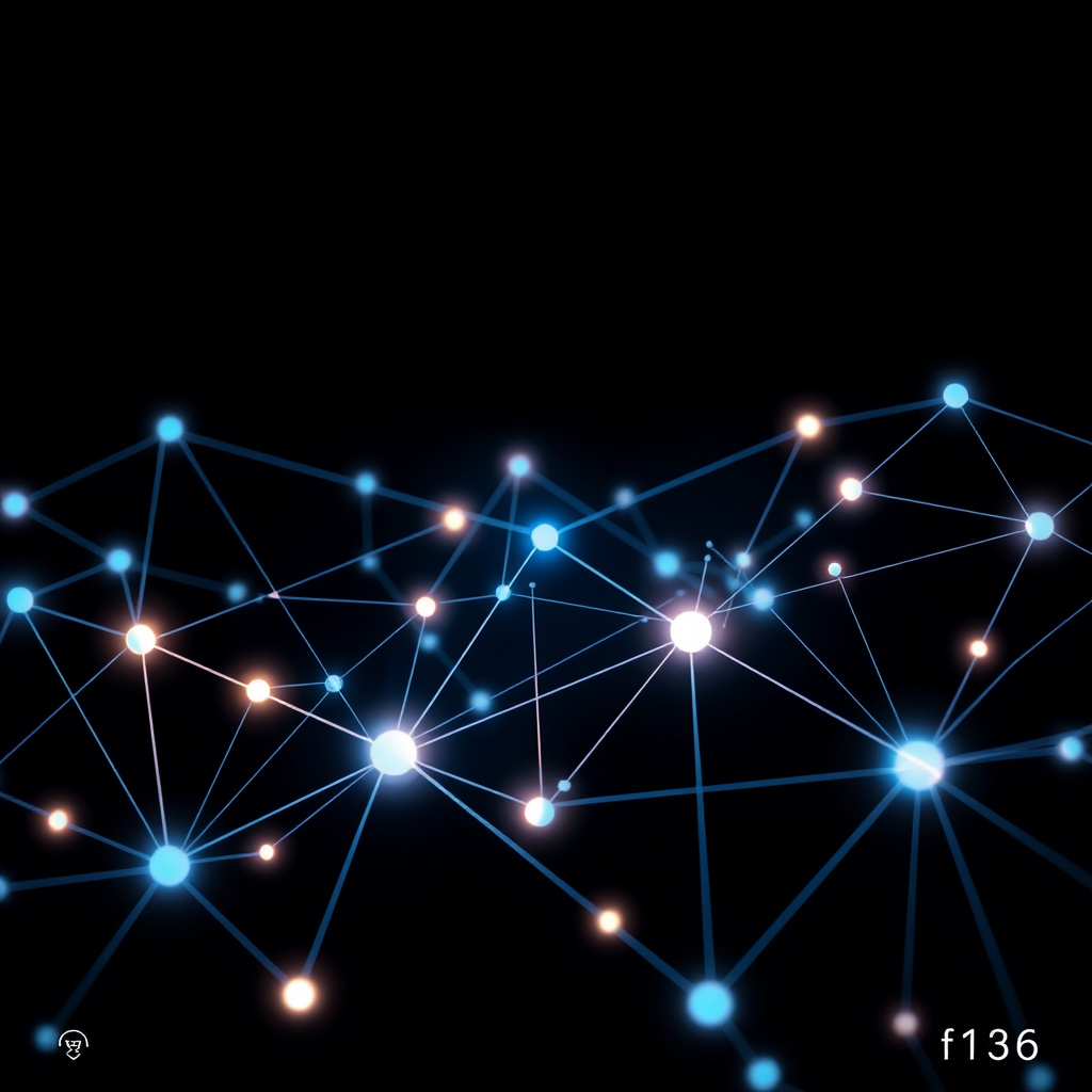 Digital network visualization showing liquidity connections, minimalist design, glowing nodes and... (generated by AI)
