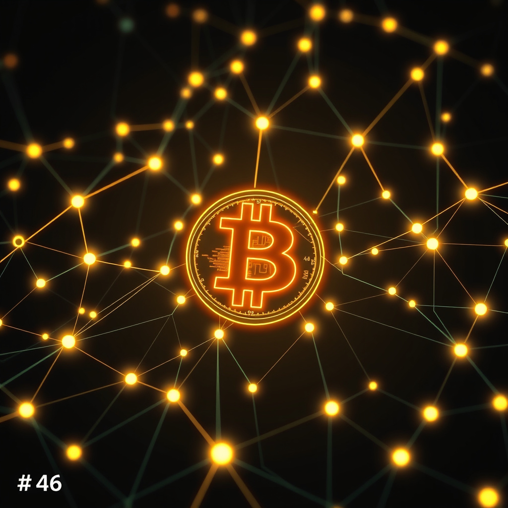 Blockchain network visualization, cyberpunk aesthetic, glowing digital connections, dark backgrou... (generated by AI)